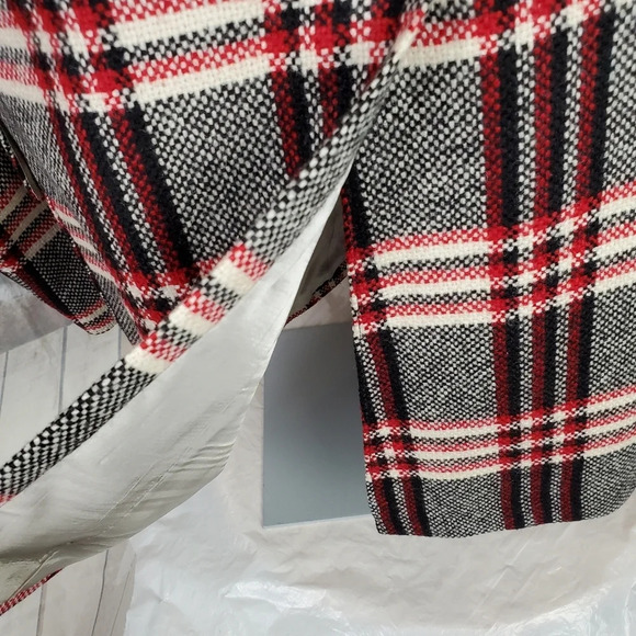 Vintage Men's Wool Blazer Red Black White Plaid 43 Regular Oversized - Picture 10 of 16